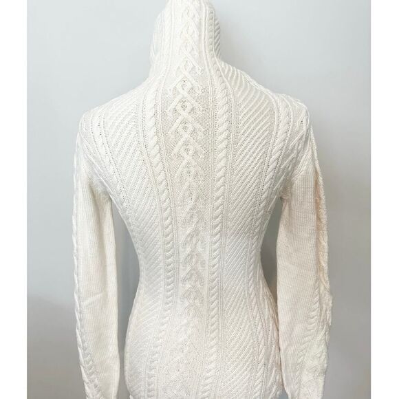 Women's Ivory Long Sleeve Turtleneck Cable Knit Sweater Size 6-10 - Picture 4 of 7